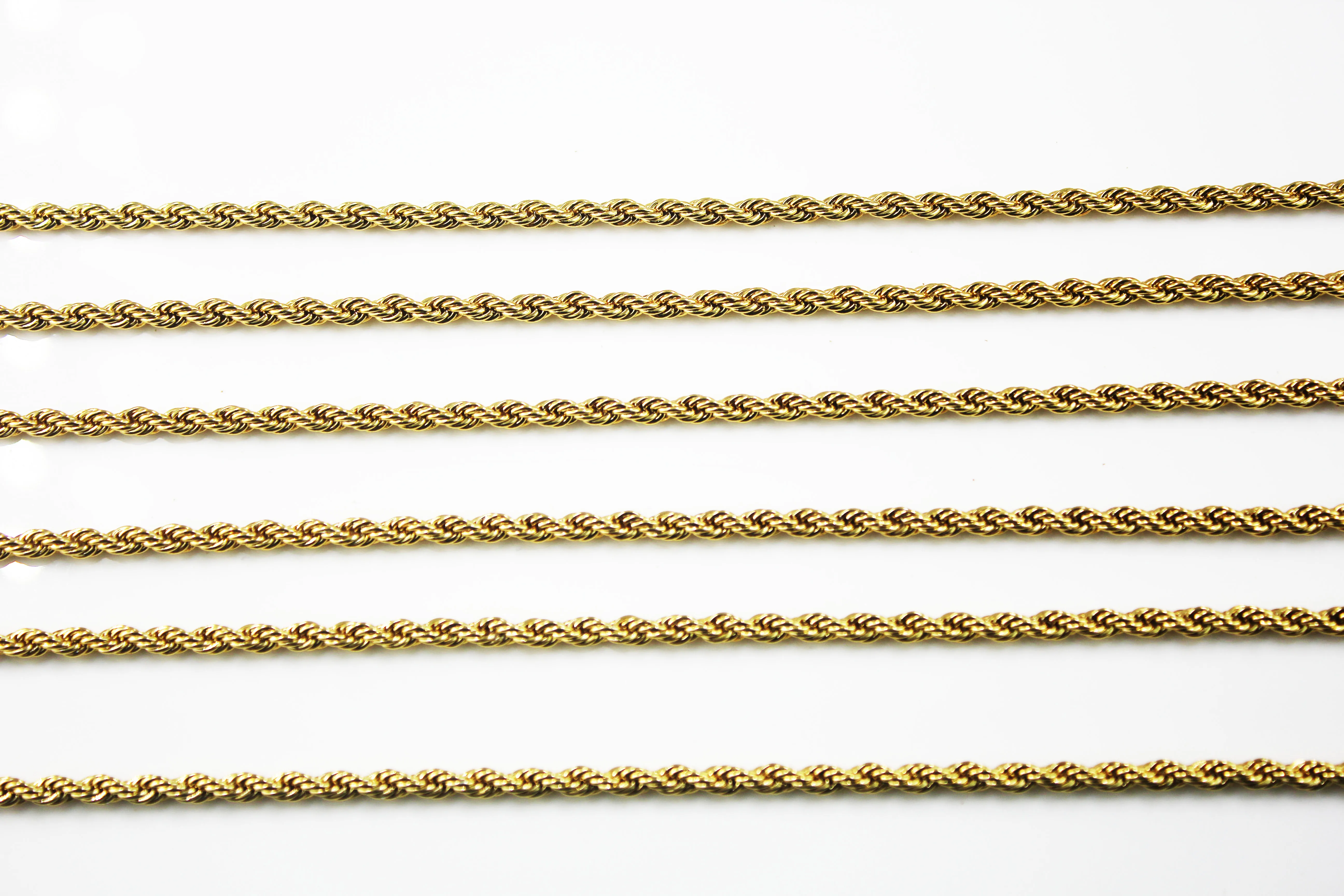 BMZ real gold ion plating 18K gold 50/60cm*0.3/0.4/0.5/0.6 cm rope chain best quality 2 year guarantee gold rope chains