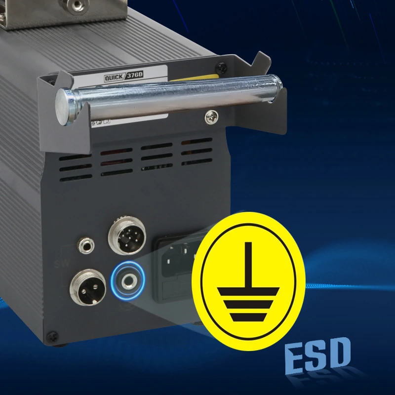 Quick 376D-90W LED display soldering tin feeder automatic solder iron station with feeder for manual/pedal control