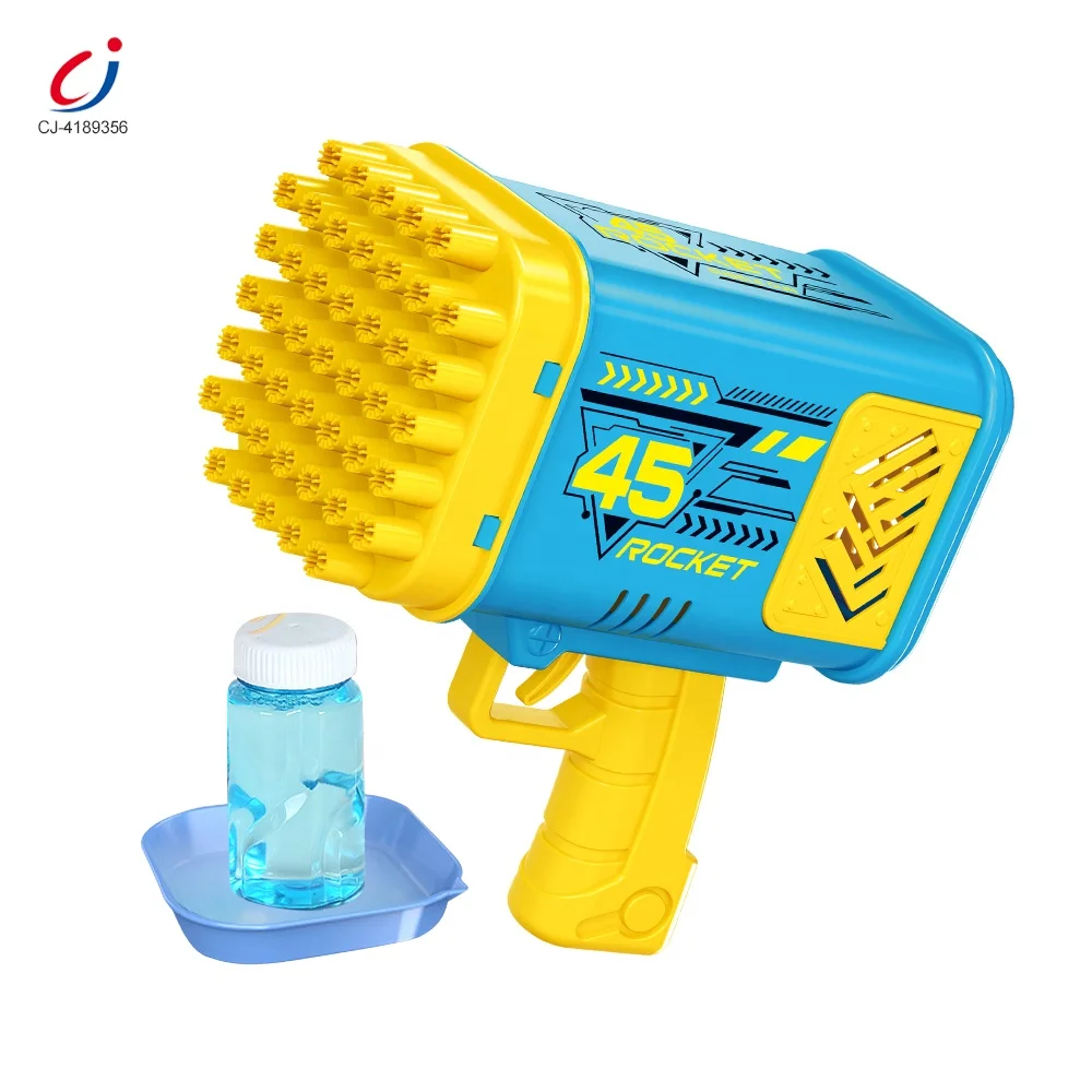 Chengji summer kids play game rocket launcher bubble machine 45 holes bazooka bubble gun outdoor toy