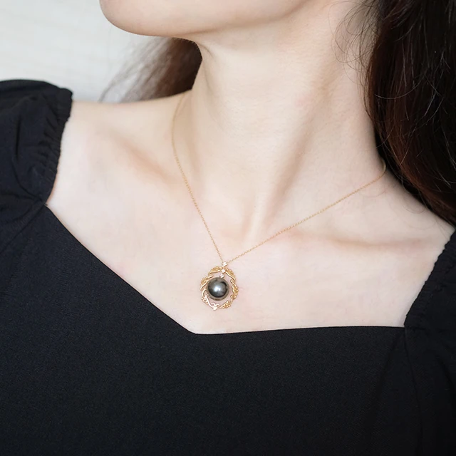 Tahiti Black Pearl Jewelry 14K 18K 24K Yellow Gold Pendant Charms