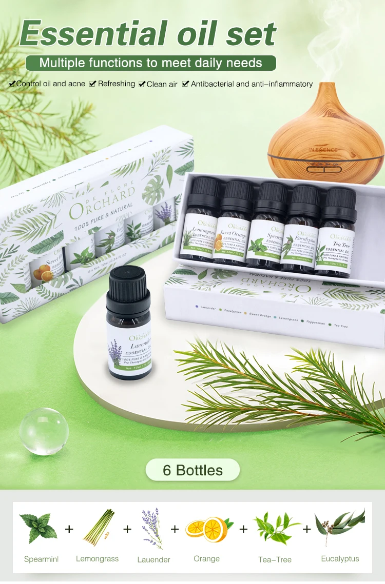 MSDS Certification multi function aromatherapy pure essential oil 6 set
