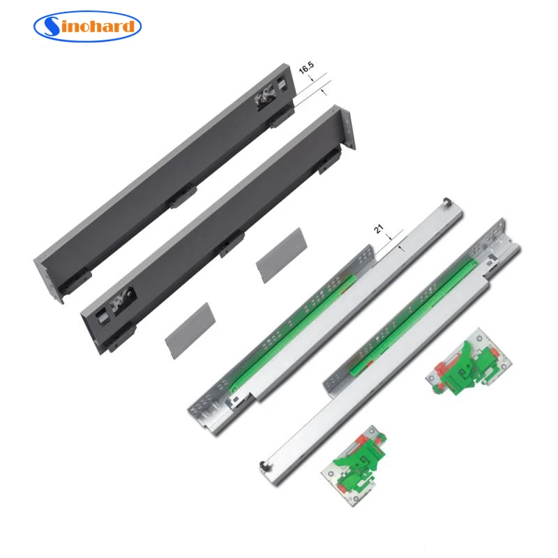 118mm Height Full Extension Soft Close Tandem Box Drawer Guide Double Wall Drawer Slide