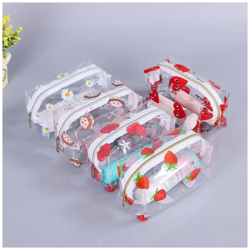 Custom LOGO PVC Cosmetics Transparent Bottled Storage Bags Travel Makeup Cosmetic Bags