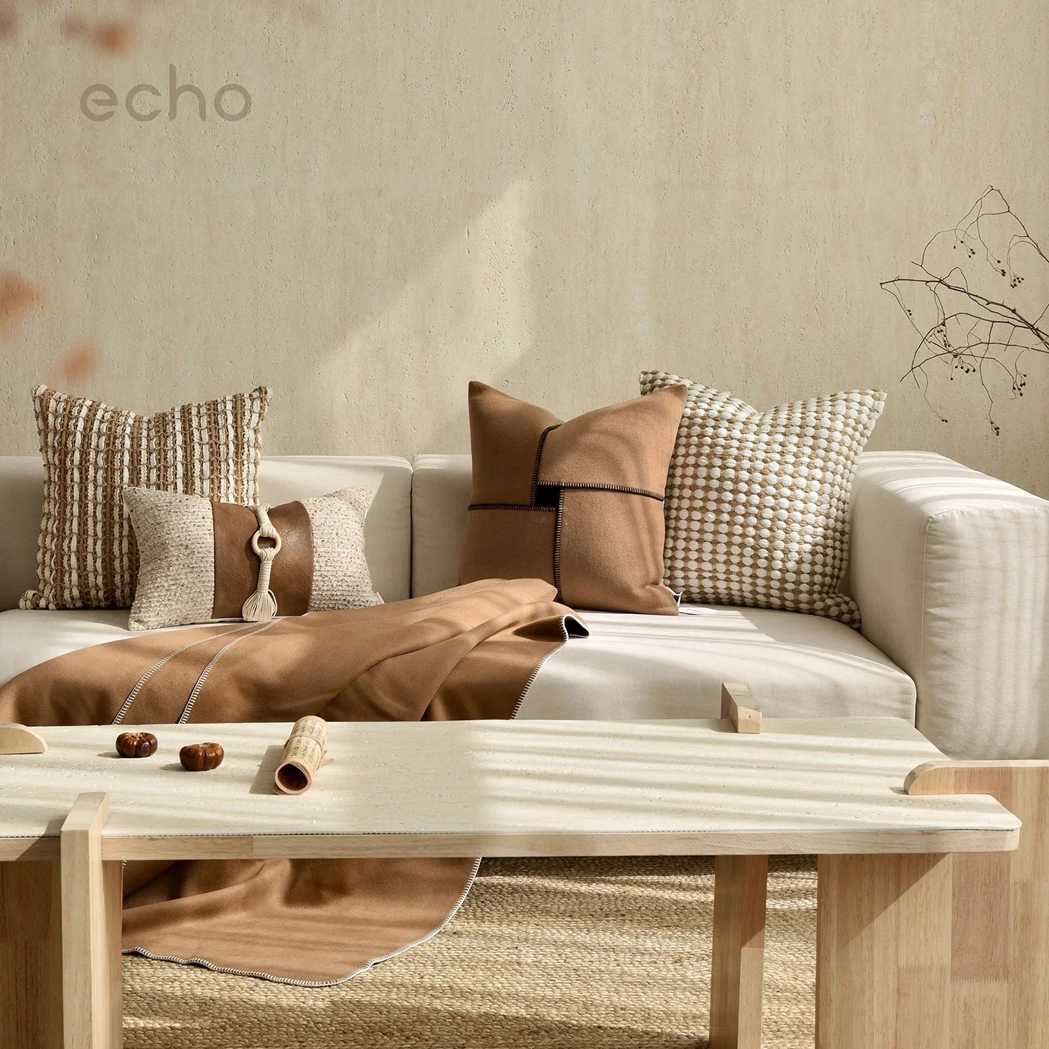 Эхо современный минималистский японский стиль Wabi Sabi дерево Оранжевый диван наволочка Новый китайский кровать подушки для отелей