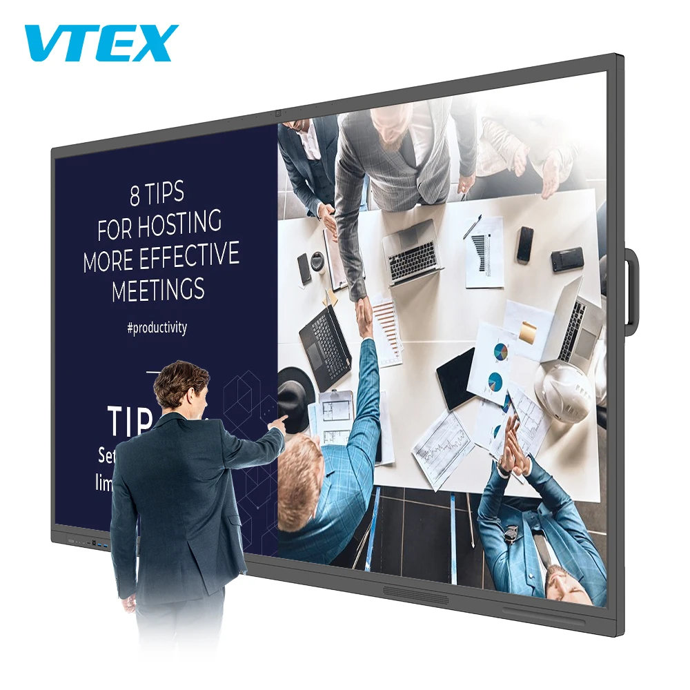 75' Magnetic White Board Flat 4K Display Electronic Digital Whiteboard Interactive Panel Smart Board For School Teaching Marker