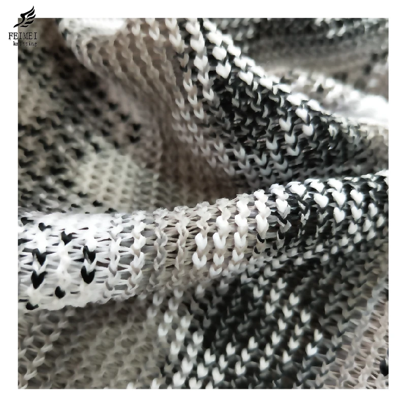 
2020 New Fashion 100 Polyester Knit Embroidery Lace Plaid Jacquard Fabric 