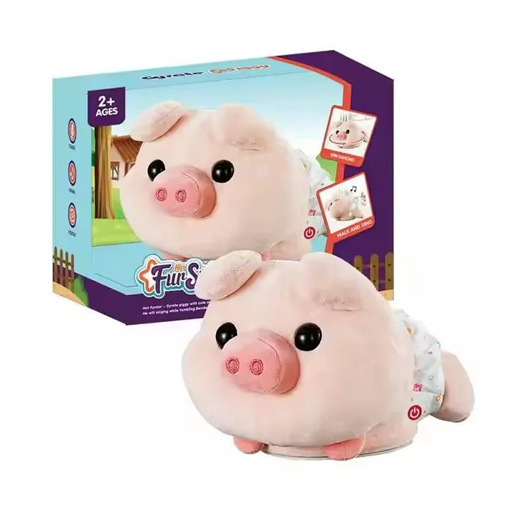 QW Spot Wholesale Novel Baby Plush Toys Spinning Little Flying Pigs with Music Cultivating Parent-child Relationship Games