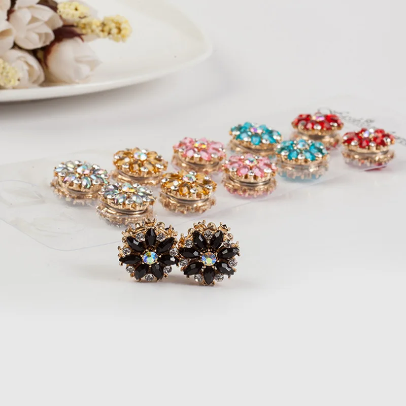 Fashion Strong Rhinestones Flower Brooches No-snag Muslim Headscarf Metal Magnetic Hijab Pin Shawl Scarf Magnet Clasp for Women