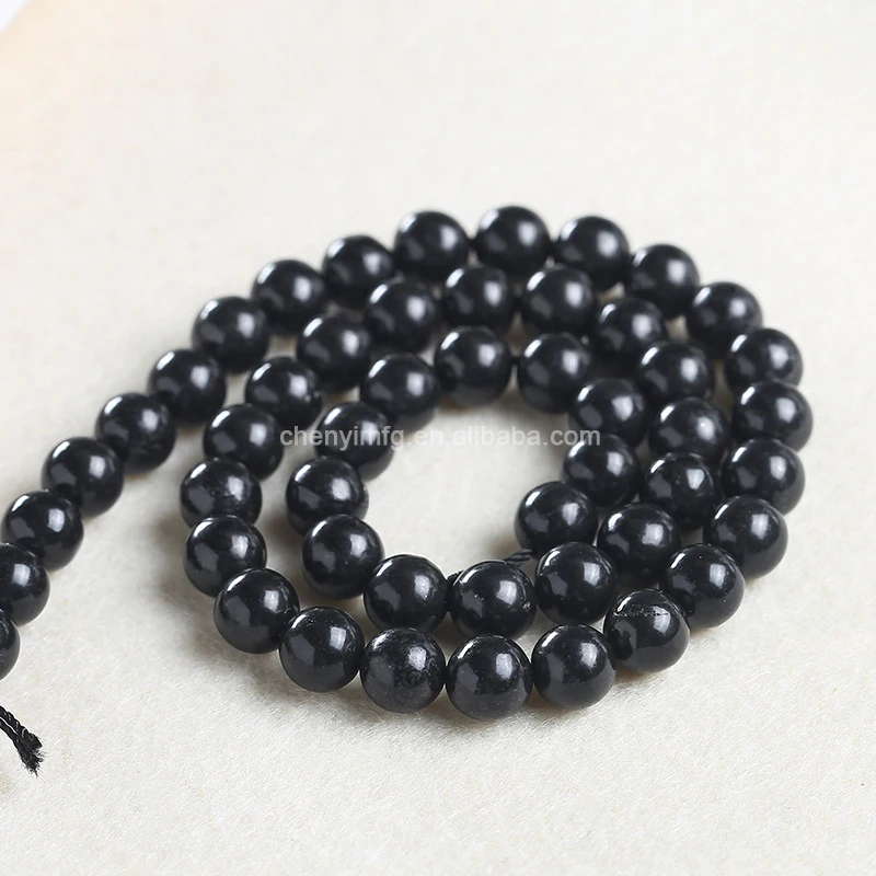 Round Beads Bracelet Healing Necklace Loose Shungite Stone Crystal Round Beads For Jewelry Making