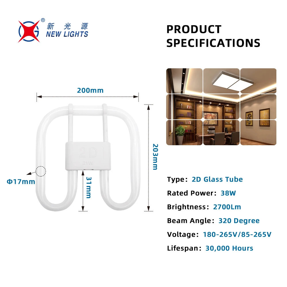 China Factory Hot Sell 110V 230V 16W-40W GR8 GR10Q T4 2D T9 Circular Fluorescent Tube