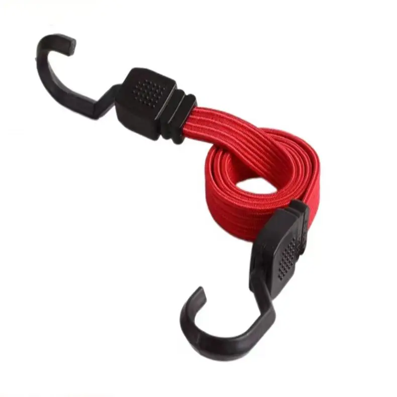 Flat Elastic Bungee Fitness Cord With Plastic Metal Hooks Bicycle Straps Bundling Rope Elastic Rope Strapping Shelf Electric