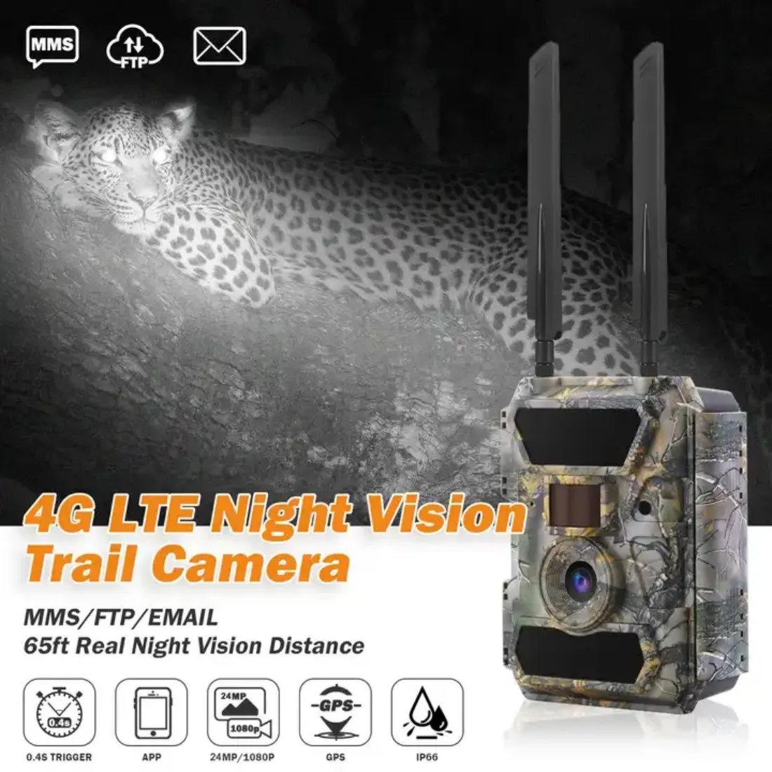 24MP 4G Trail Camera Wildlife Photos Traps with Wide Angel Lens 940nm No Glow LEDs MMS Email For Hunting Willfine 4.CG-PRO
