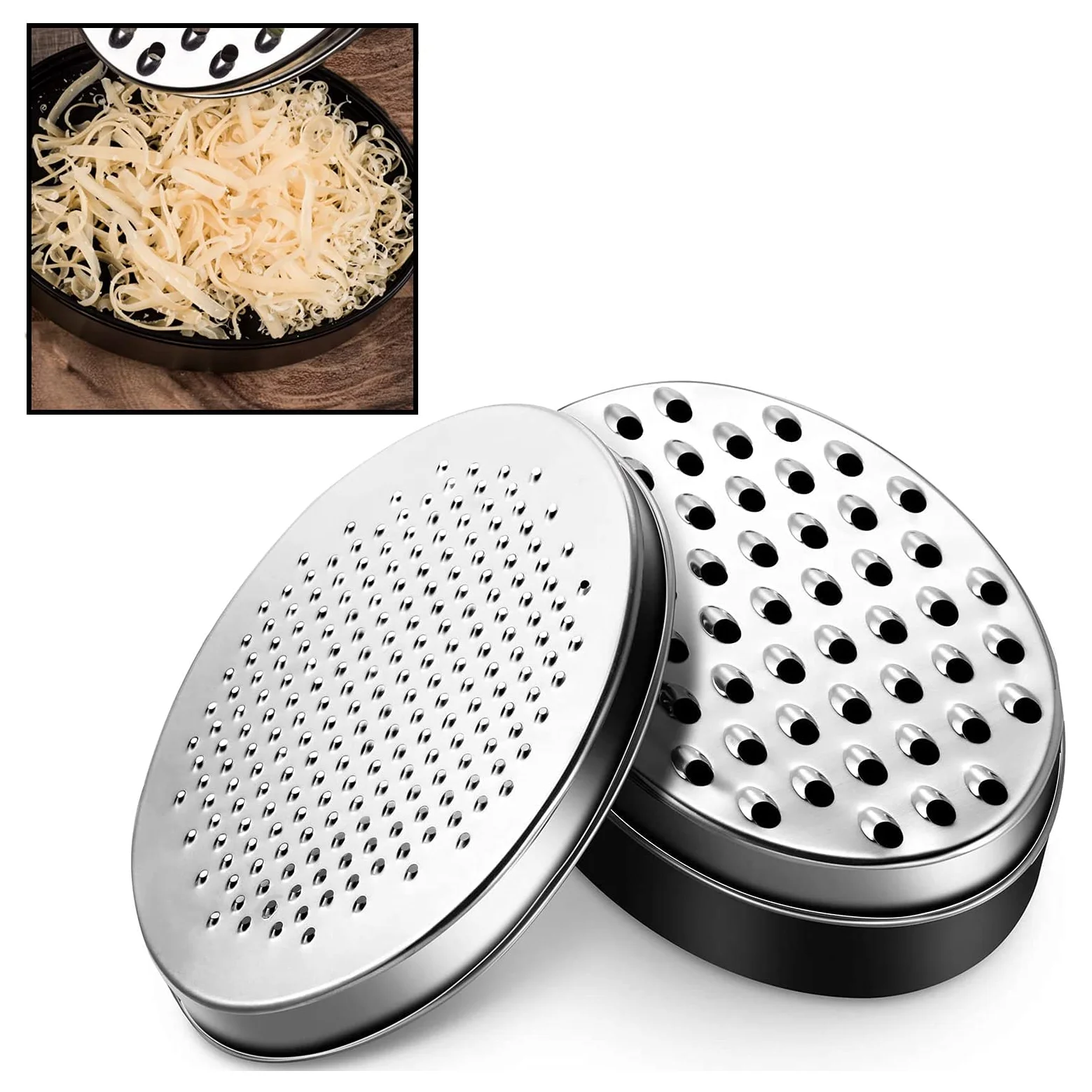 2 IN 1 Cheese Veggies Box Grater for Hard Parmesan and Soft Cheddar Cheese Grater with Food Storage Container (1600500512826)