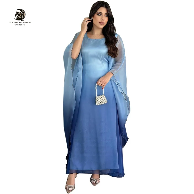 DarkHorse abaya dubai 2024 modest dress Muslim fashion gradient satin dress one size abaya loose modest women clothing islamic