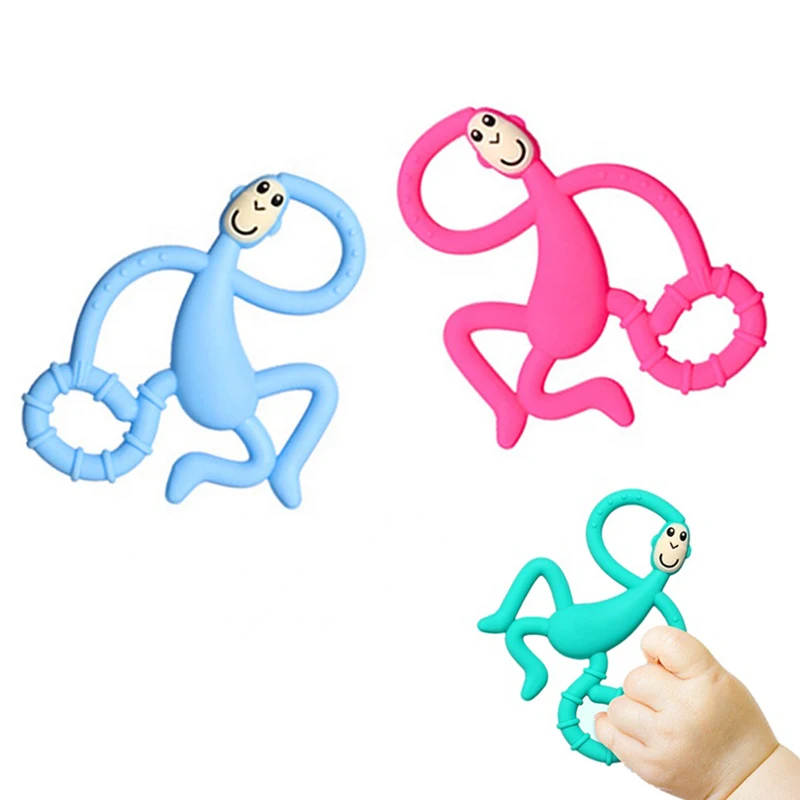 2022 Eco-friendly  Baby Teething Toys Kids Food Grade Silicone Cartoon Animal Monkey Baby Teether