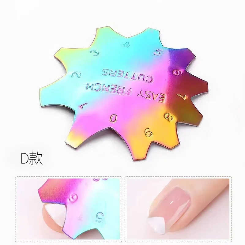 3D Nail Art Tools Gold Color French Manicure Template Model Silver Nail Easy Cutter Smile Nail Template Tools For Wholesale