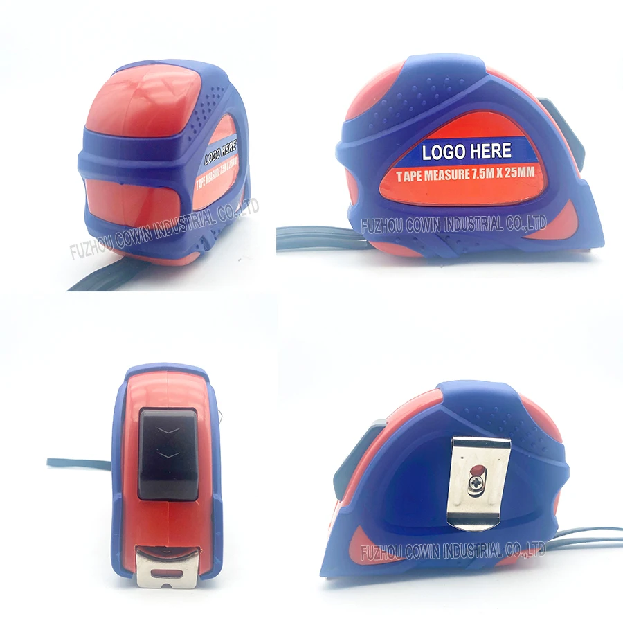 7.5m / 25ft x 25mm Self-lock length measurement meter measuring tape with rubber coated ABS shell