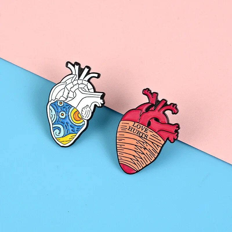 Creative heart organ viscera custom enamel pin student clothing accessories personality protection health soft enamel pins