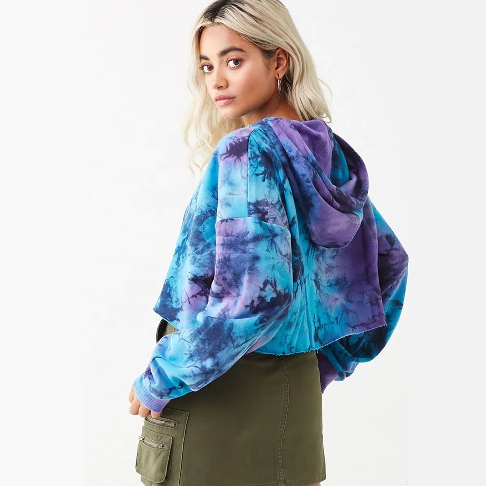 Designer Multi Color Fashion Hoody High Quality French Terry Sweatshirts Tie Dye Crop Top Hoodie For Women Womens Hoodies