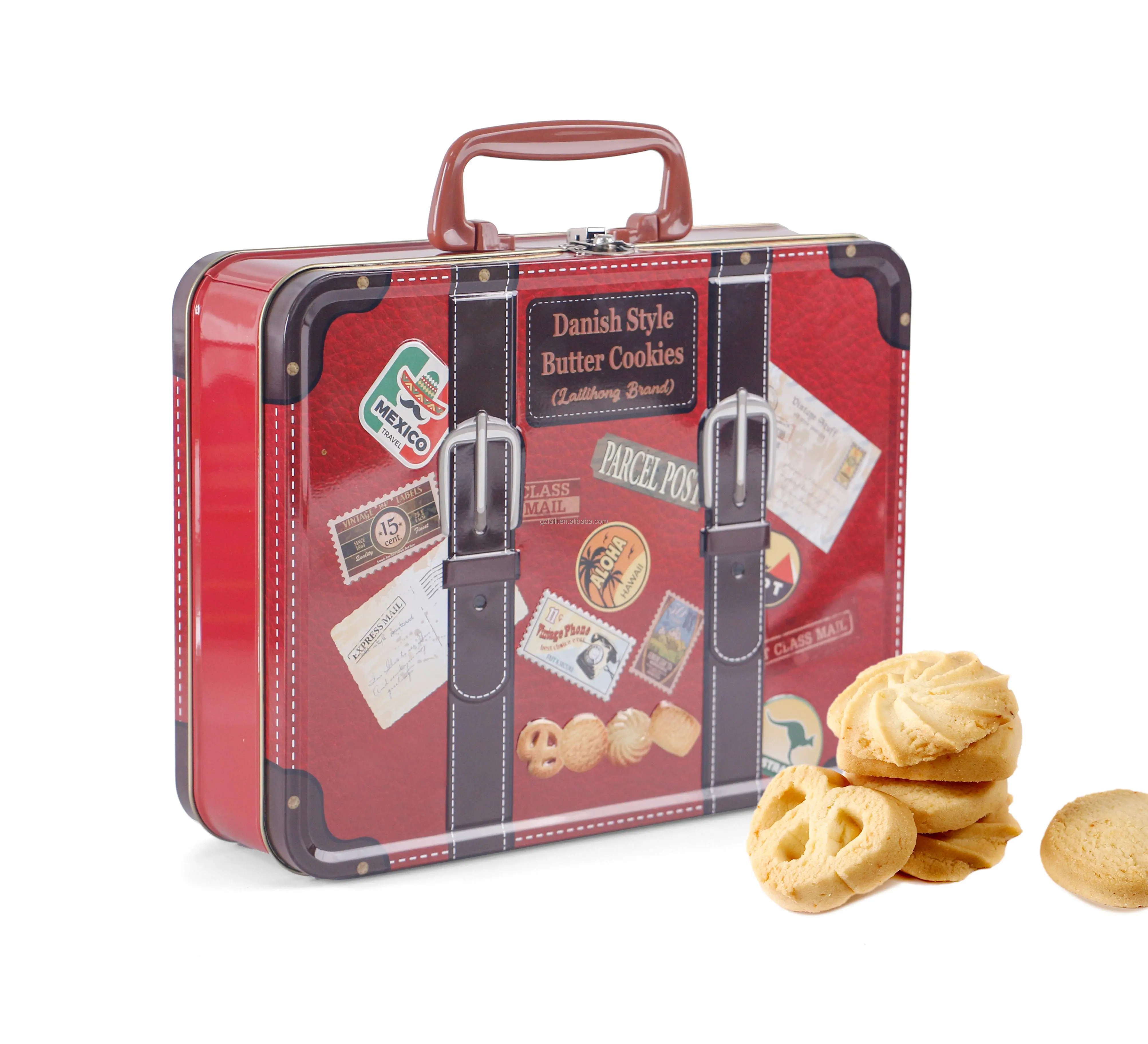 Certified Factory Direct Handheld Can Pure Butter Cookie Luggage cans danish butter cookies