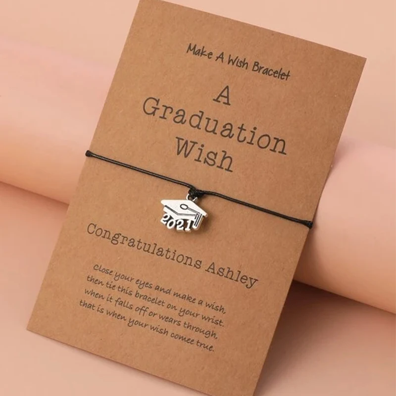 LWD60026 A Wish Card Bracelet Senior Class of 2022 2023 Gift for Graduate Graduation Bracelets