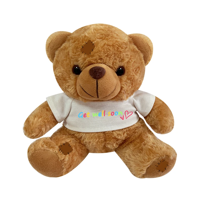 Stuffed Animal Toys For Kids Get Well Soon Teddy Bear In Long Plush Fabric With Embroidered Features For Kids Birthday