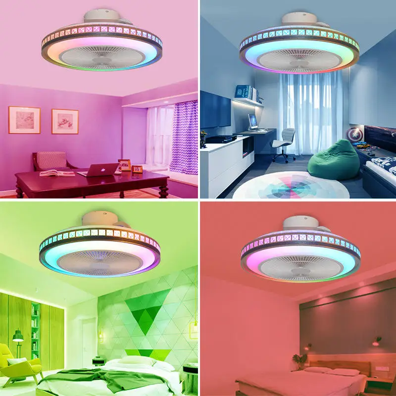 Modern Designer Decorative Smart Home Lights Chandelier Bedroom Luxury Crystal Fan Ceiling Light Remote Control Led Ceiling Fans