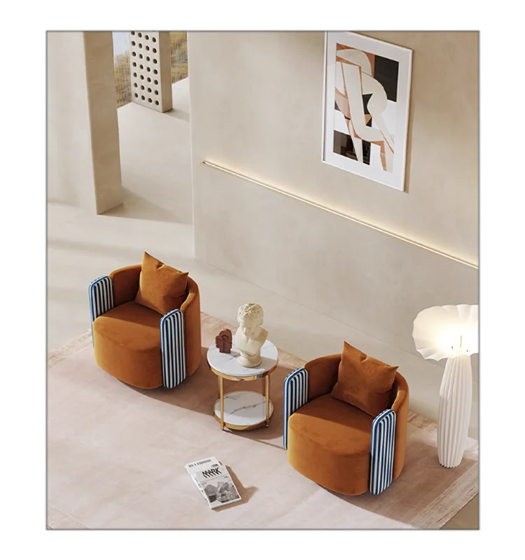 Modern Design Luxury Leisure Single Sofa Fabric Living Room Lounge Chairs Solid Wood Frame Metal Bottom Accent Leisure chairs
