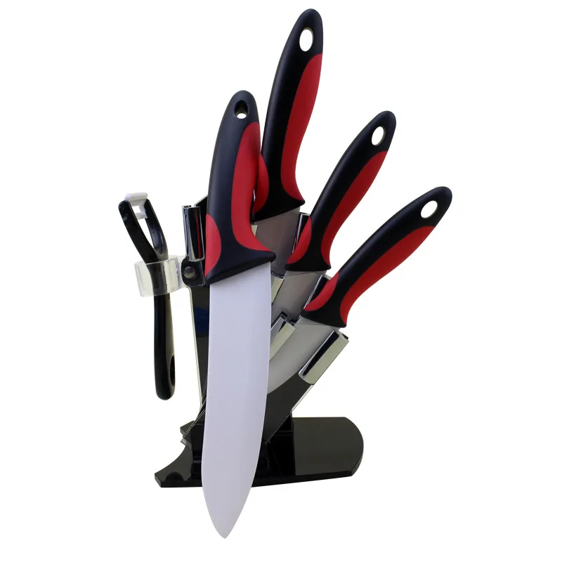 High quality Sharp Zirconia Blade Acrylic Holder 6 pcs best swiss ceramic knife set with ceramic peeler