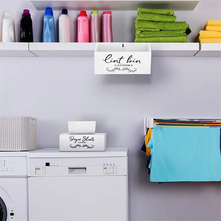 Dryer Sheet Holder, Wooden Dispenser with Hinged Lid for Fabric Softener Sheets,Container Storage Box,Laundry Sheet Dispenser