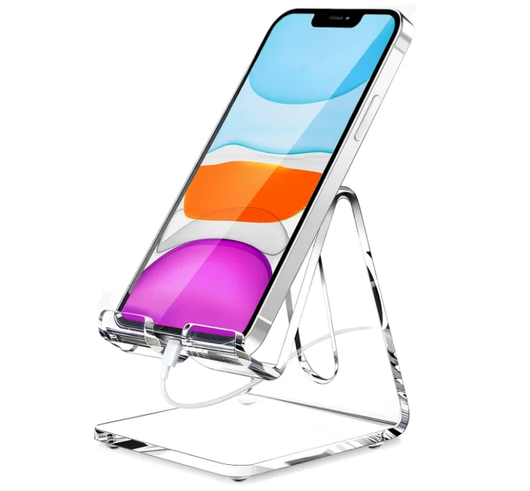 Transparent acrylic mobile phone display stand lazy mobile phone stand simple carry plexiglass display stand