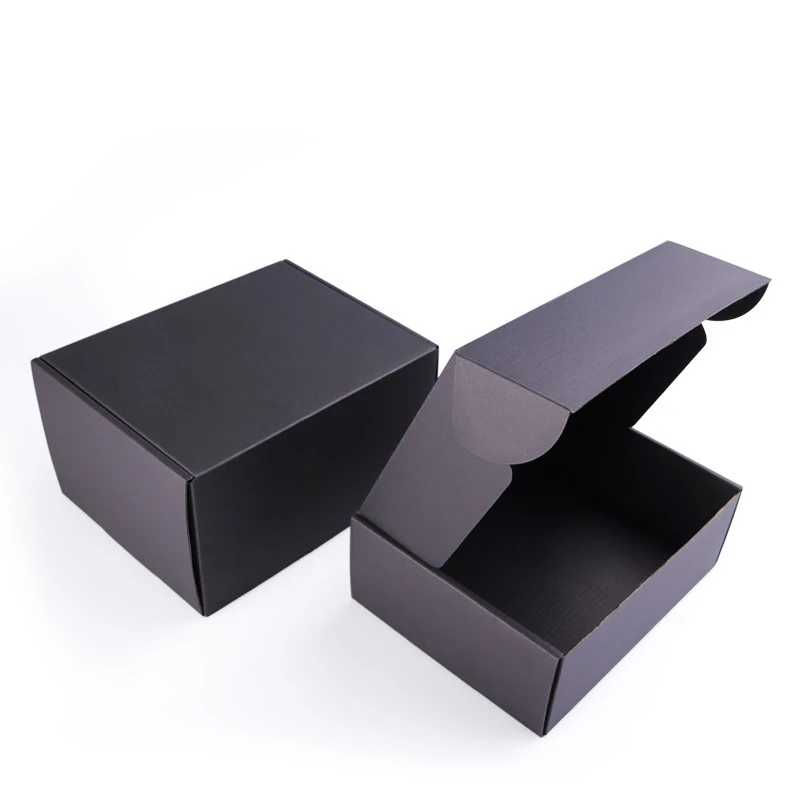 Manufacturer Custom Logo Wholesale Simple Black Corrugated Cardboard Foldable Shipping Paper Boxes Packaging