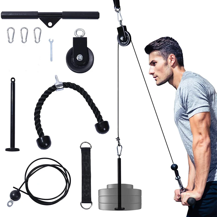 DIY Fitness Weight Lat and Lift Pulldown Cable Pulley System Machine Triceps Rope Cable Attachment
