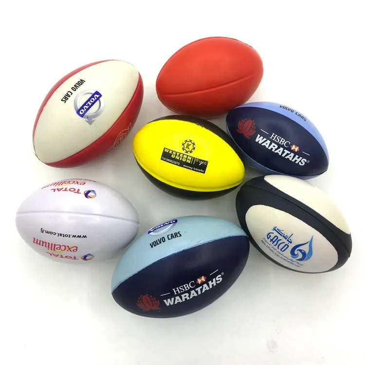 Different Size and Colors PU Anti Stress Rugby Ball  Foam Relief Rugby Stress Ball Toys