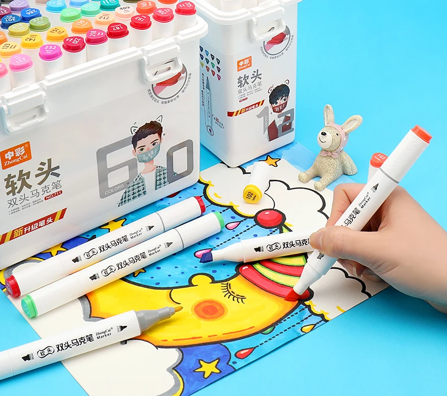 Customized Logo Design White Color Pen Dual Tip  Non Toxic Permanent Markers Pen