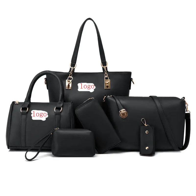 6 PCS Trendy Clutch zipper 3 Piece high quality Color Shoulder women Bag Set