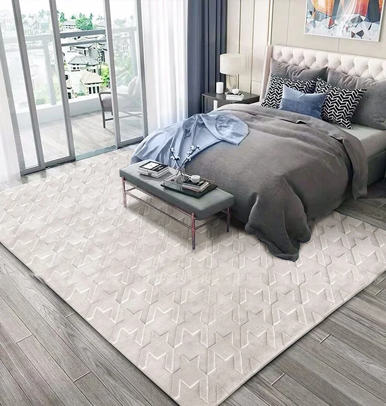 High Quality hand tufted carpet rug  Modern Design Room Carpet Floor Carpets And Rugs White black bamboo silk rug