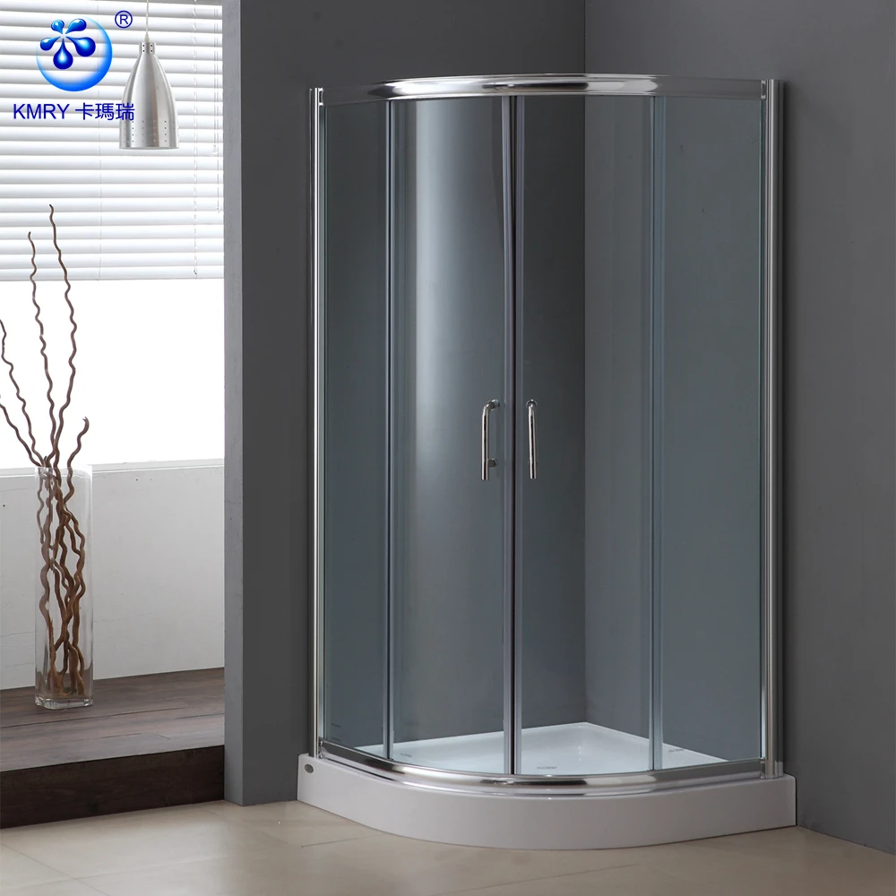 Arc Aluminum Frame Economical Enclosed Bathroom Shower Cabin Room Curved Glass Shower Enclosure With Acrylic Tray