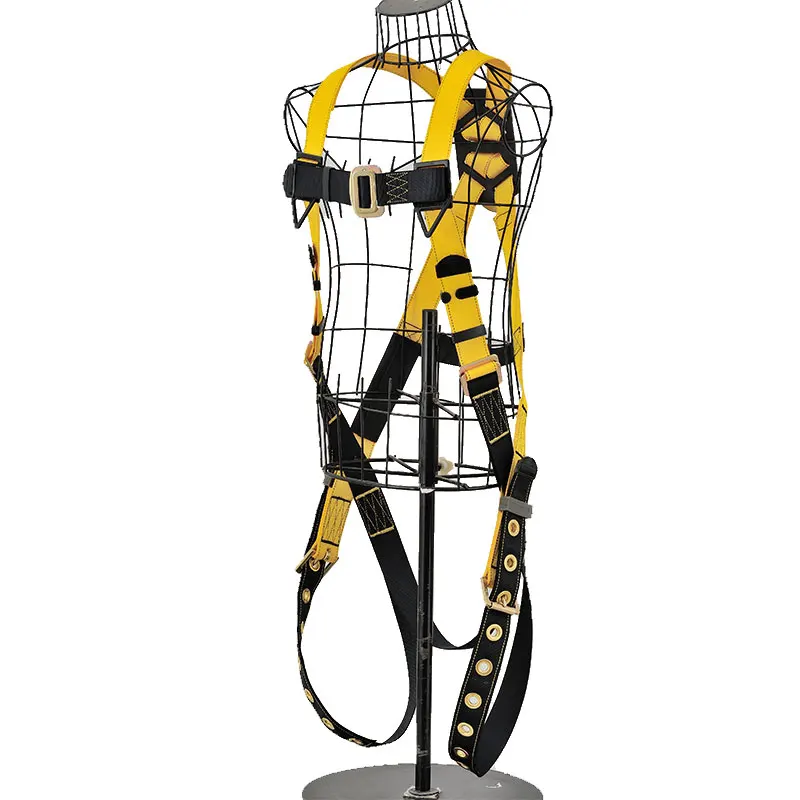 Adjustable Insulated Polyester yellow Full Body Climbing 5-point safety harness