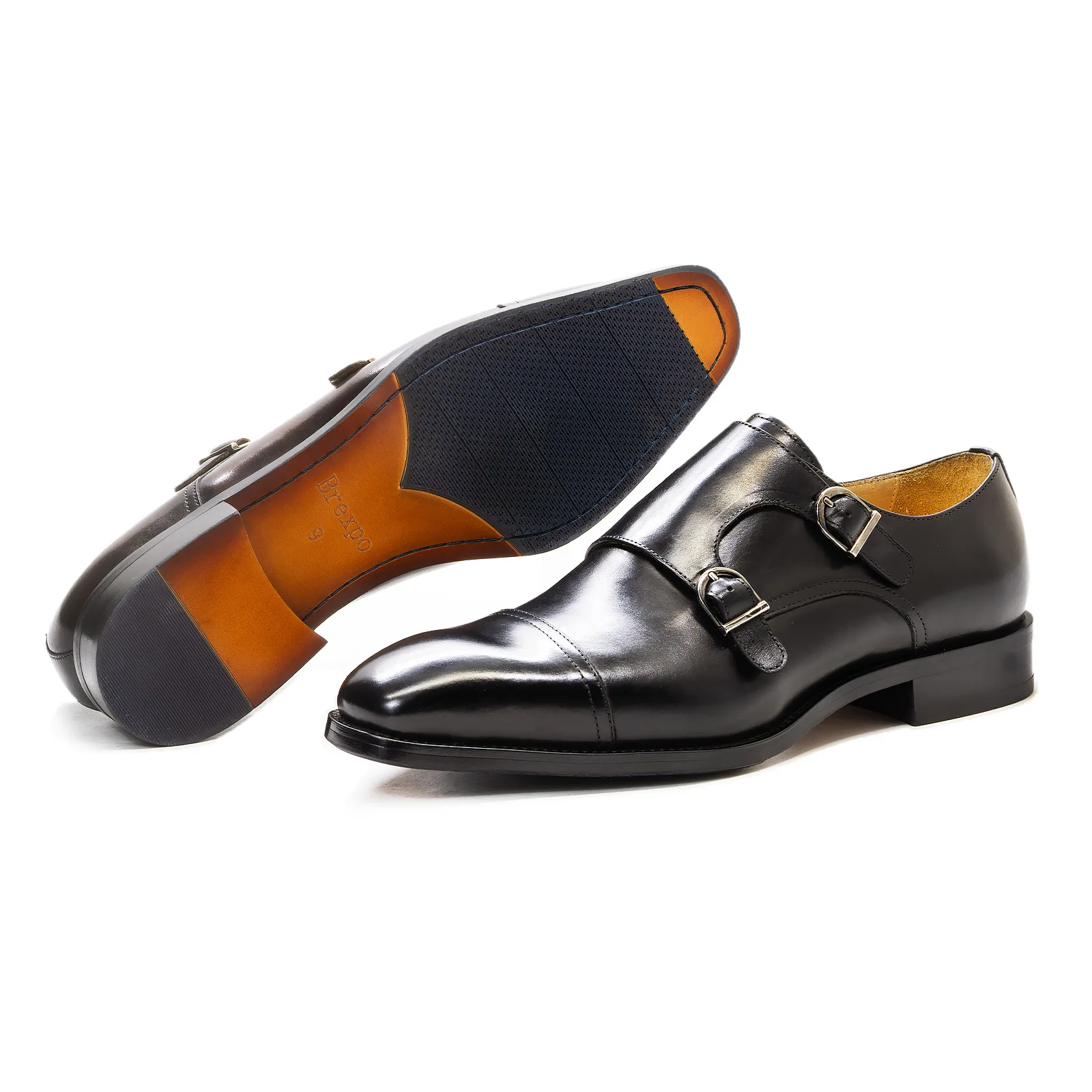 888-02 High Quality US Size Italian Style Casual Leather Shoes For Men Monk Strap Moccasin Slip On Handmade Dress Shoes Oxfords