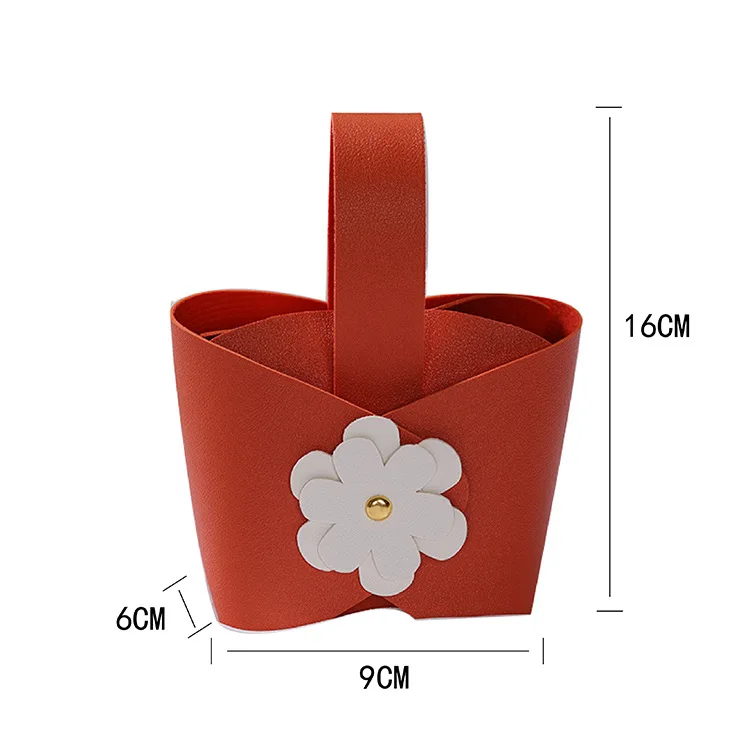 New Fashion Wedding Box Rivet Leather Cute Flower Small Bag Luxurious Wedding Candy Box Candy Gift Bag