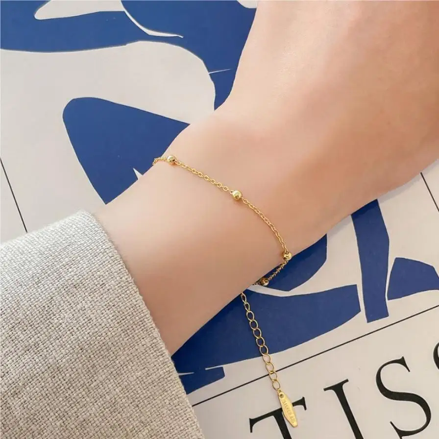 925 ювелирные изделия из стерлингового серебра 18K позолоченный браслет бисера модные кубинские звенья браслет-цепочка для женщин