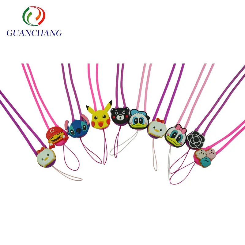 Factory Gift wholesale  multiple use mobile phone neck strap buckle lanyard PVC silicone Cartoon Cute Phone Personality Lanyard