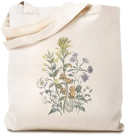 Custom Canvas Tote Shopping Bag Grocery Shopping Bags with Bottle Sleeves