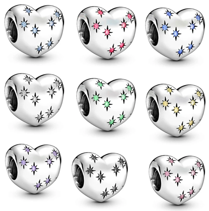 Mixed  new heart charm 2024 metal pan dora charms for bracelets