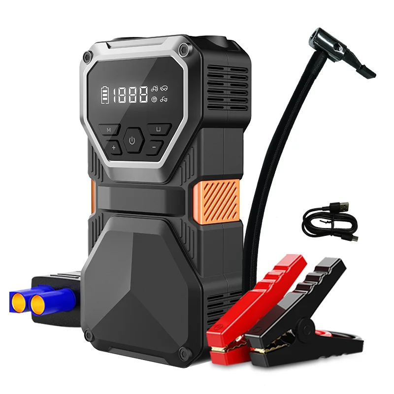 8000Mah Emergency Car Jump Starter Portable Car Jump Starter And Air Compressor Jump Starter Power Station