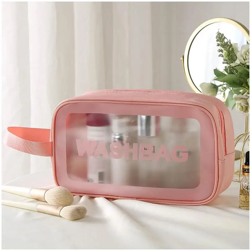 Cosmetic Tote Bags Clear Black Large Capacity Tote Pouch Zipper Custom Terry Cloth Pvc Toiletry terry towling cosmetic bag
