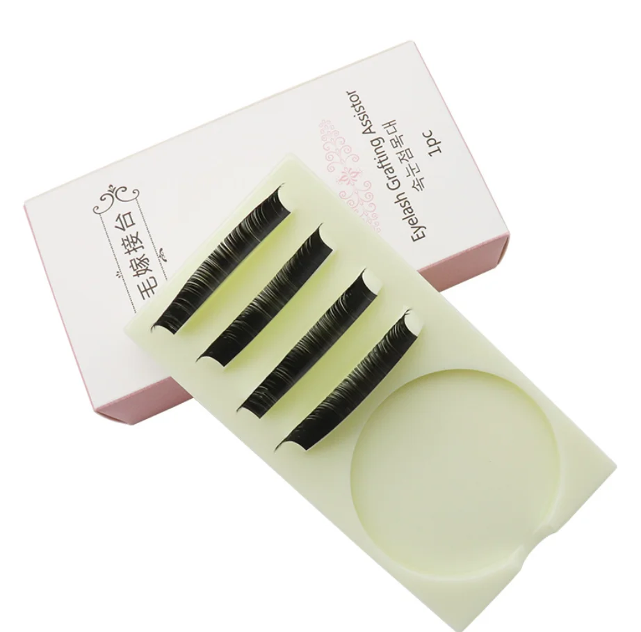 2 in 1 Acrylic Eyelash Extension Stand Pad With Green Jade Pallet Lashes Holder With Scale line Fake Lashes Extension Tools