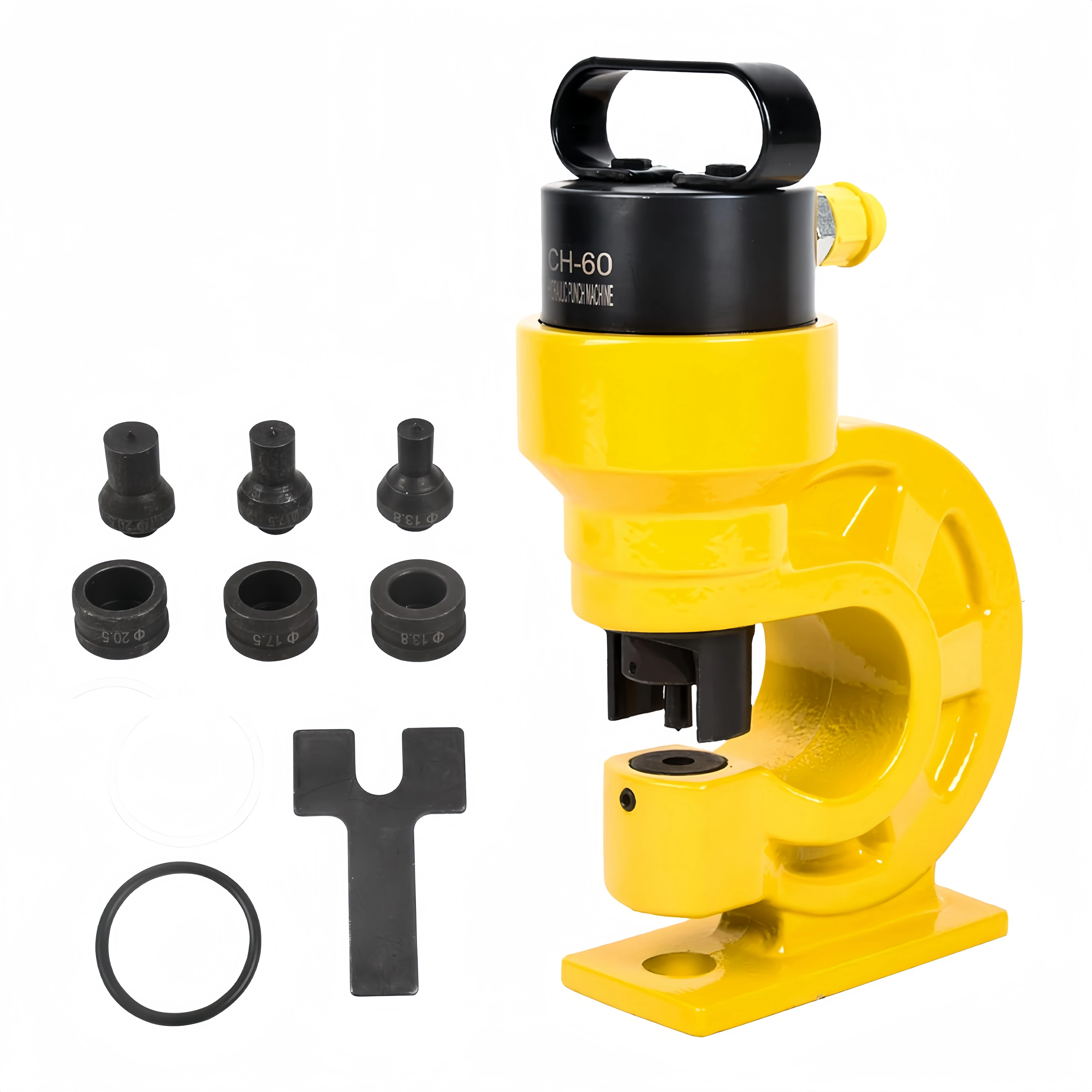 CH-60 Electric Cordless 31-Ton Hydraulic Multi-Tool Bus Bar Knockout Puncher for 20mm Iron 10mm Steel Stainless & Copper Plate