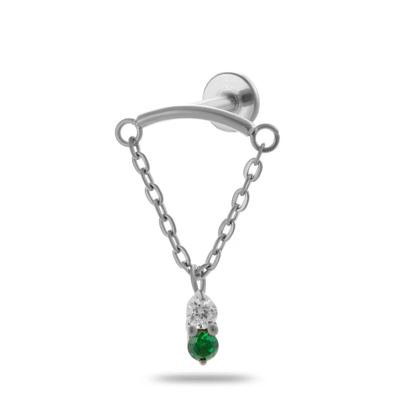 custom G23 titanium helix piercing ASTM F136 titanium flat back internally threaded cubic zirconia pendant cartilage earrings